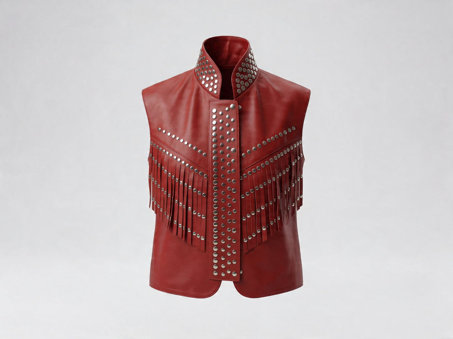 Ezra Leather Vest Red