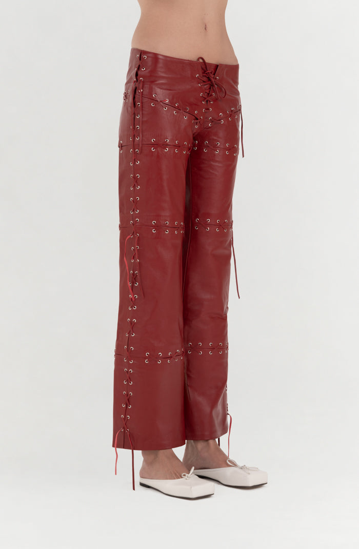 Phoebe Leather Pants Red
