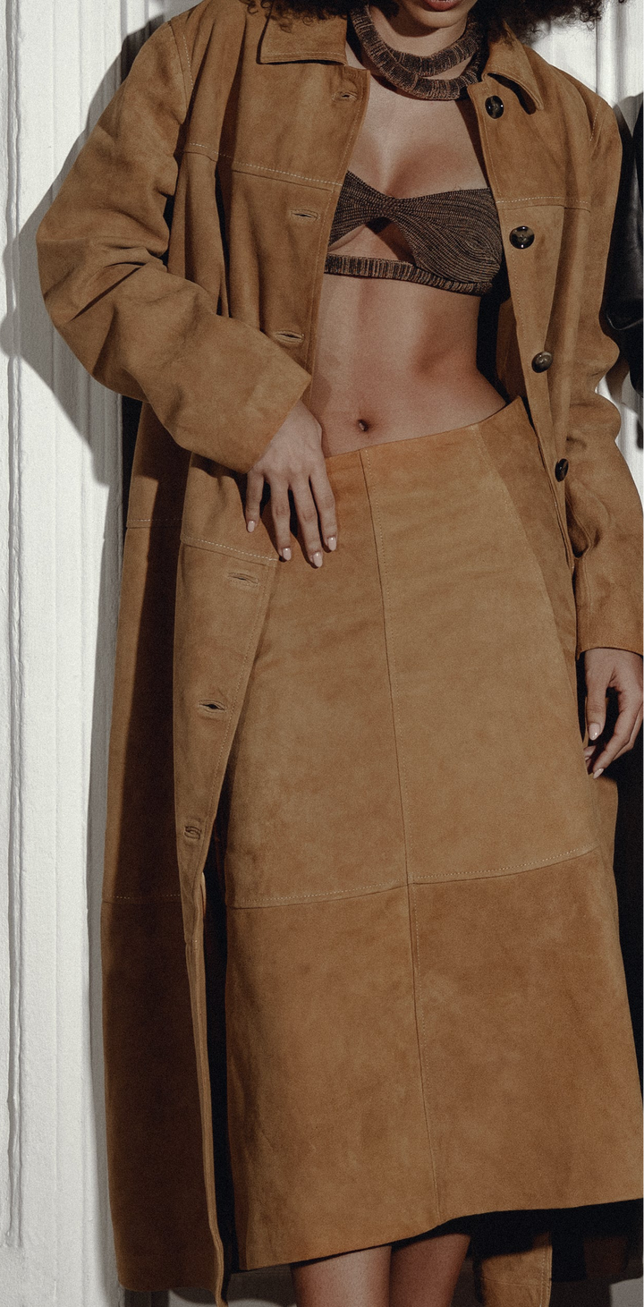 Isabelle Suede Skirt Beige