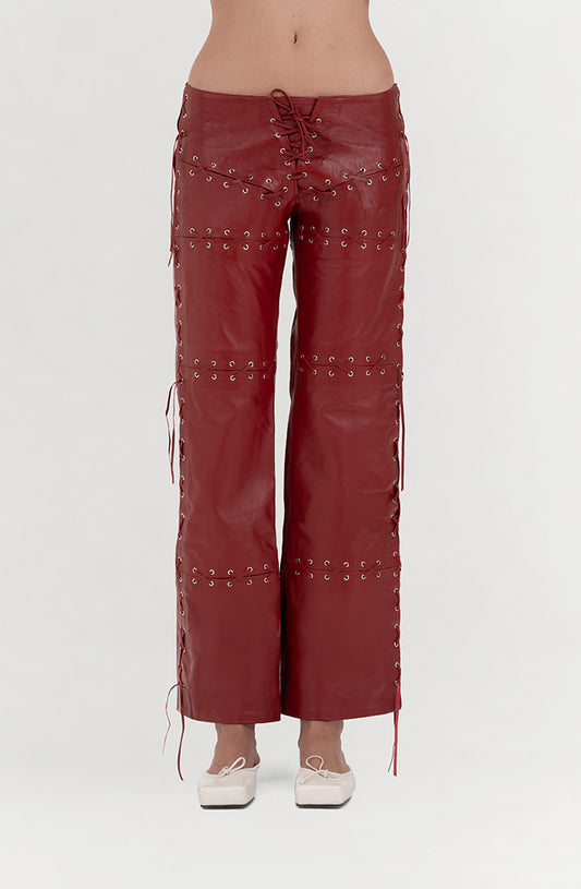 Phoebe Leather Pants Red