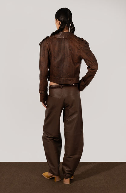 Audax Leather Jacket Snake Print