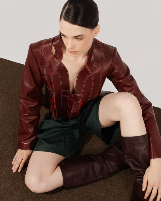 Brianna II Leather Jacket Burgundy