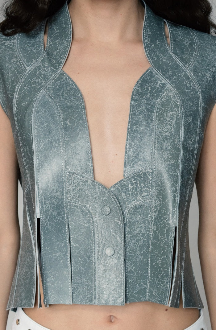 Brianna II Leather Vest Grey