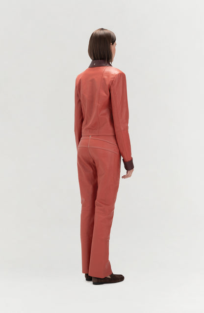 Harper II Leather Jacket Orange x Burgundy