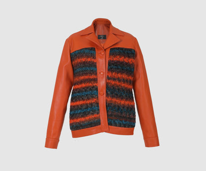 Kai Leather x Knit Jacket Orange