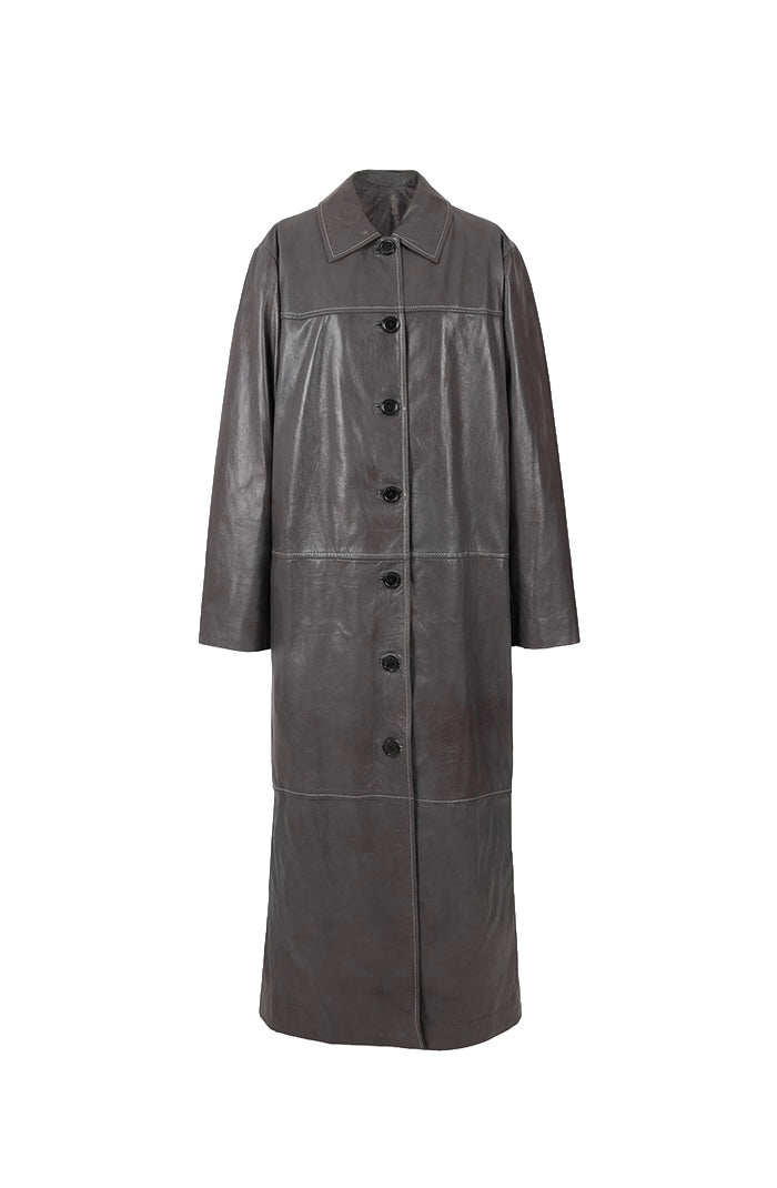 Gemma Leather Coat Pewter