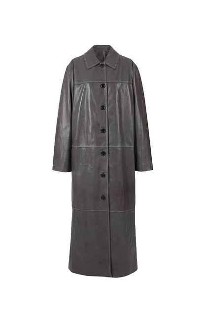Gemma Leather Coat Pewter