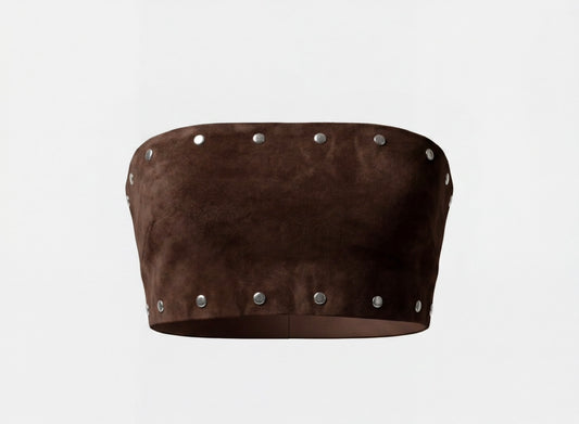 Amelia Suede Top Brown