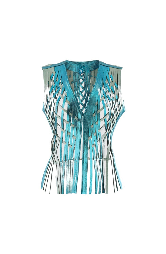 Attalea Leather Vest II Electric Blue