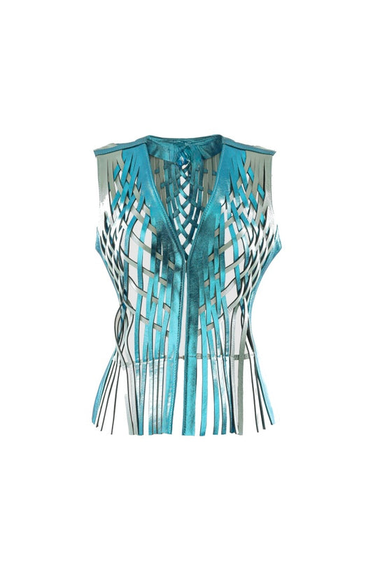 Attalea Leather Vest II Electric Blue