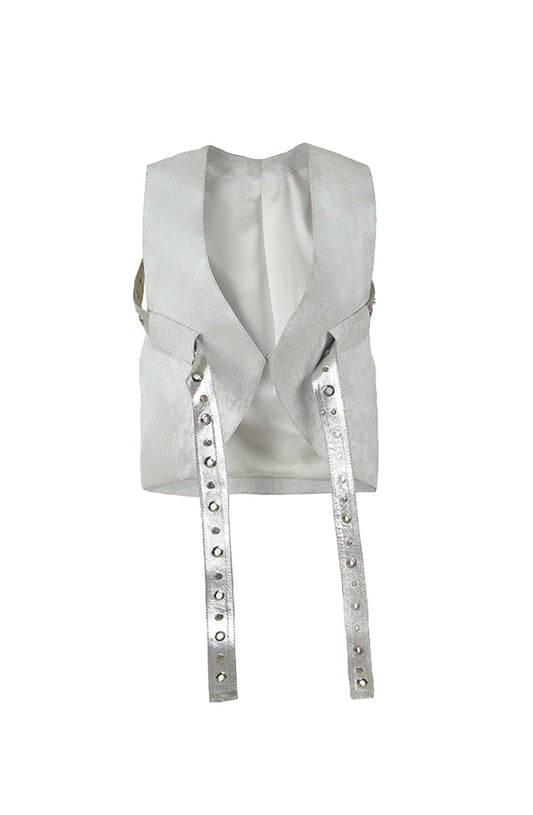 Quinn Leather Vest Washed White