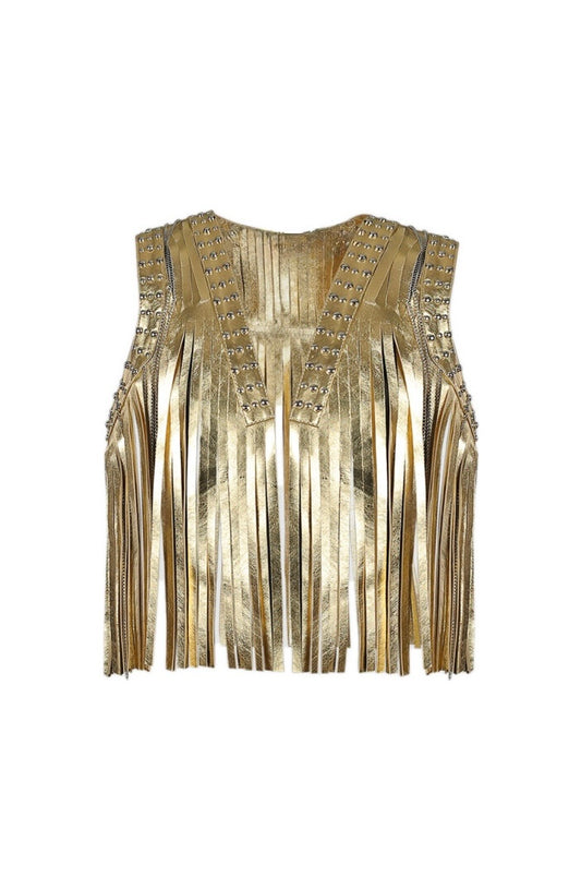Juniper Leather Vest Gold
