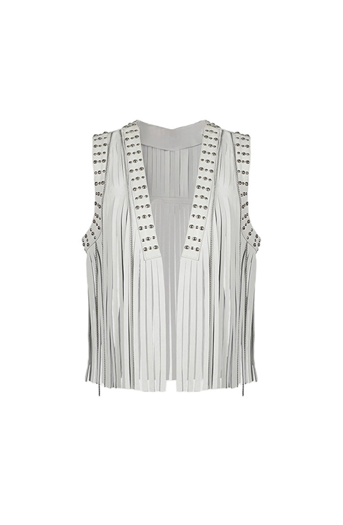 Juniper Leather Vest White