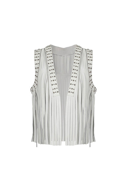 Juniper Leather Vest White