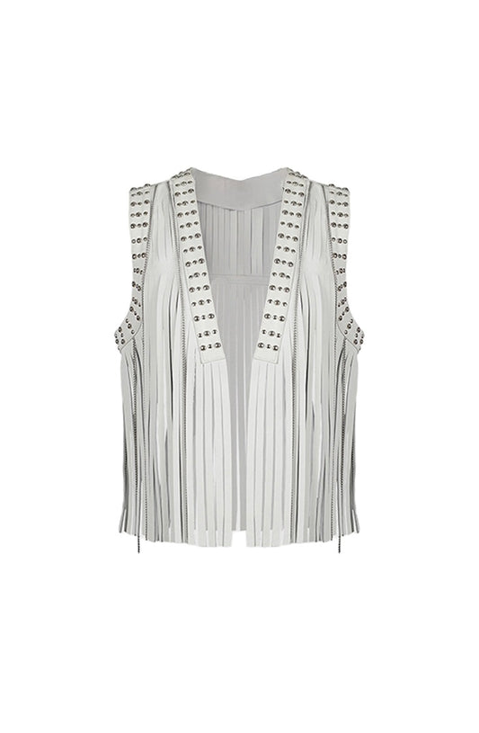 Juniper Leather Vest White