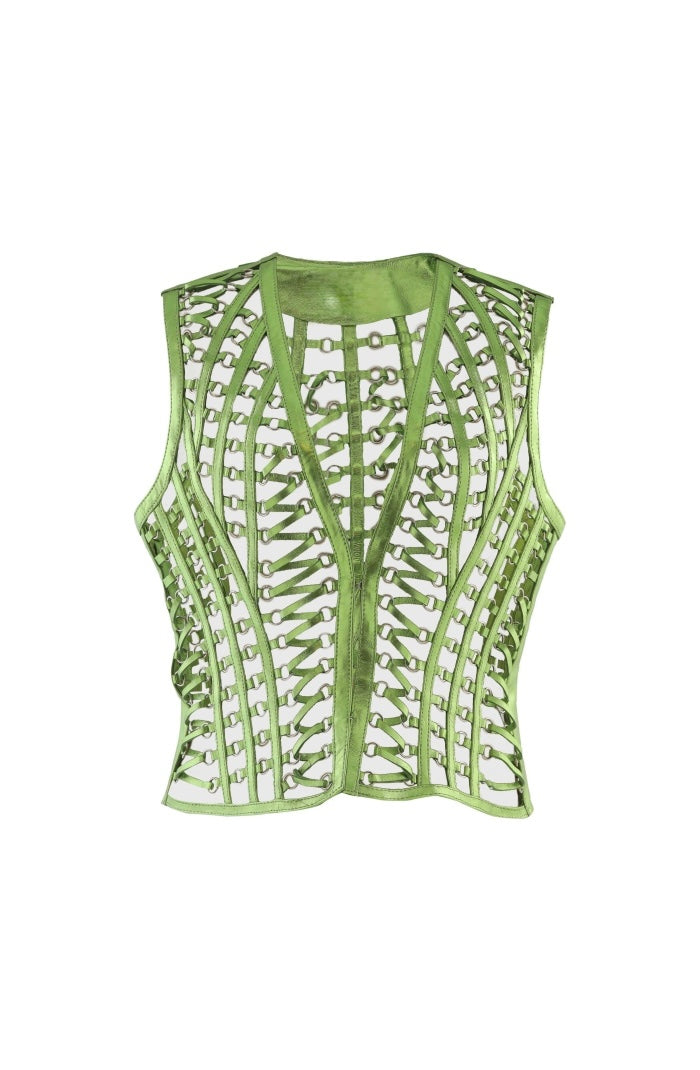 Phoneix Leather vest Electric Green