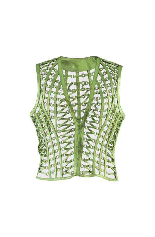Phoneix Leather vest Electric Green