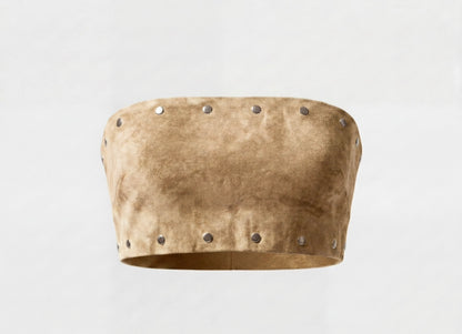 Amelia Suede Top Tan