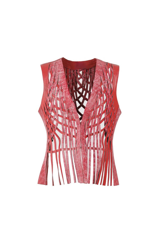 Attalea Leather Vest II Red