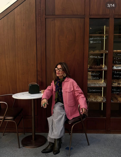 Sienna Leather Jacket Blush Pink