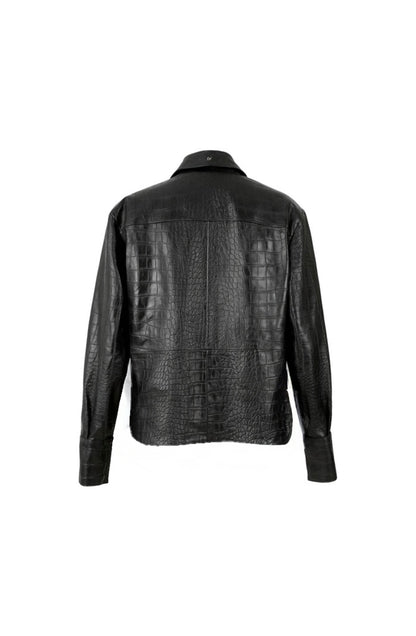 Liana Leather Shirt Black Croc