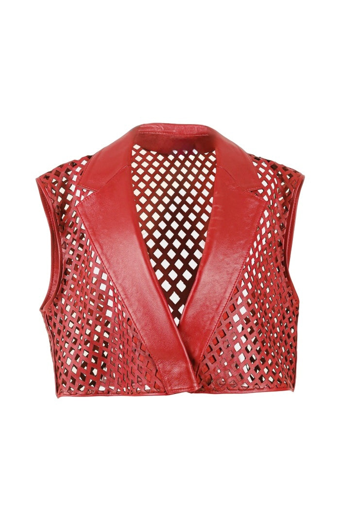 Kayden Leather Vest Red