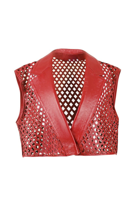 Kayden Leather Vest Red