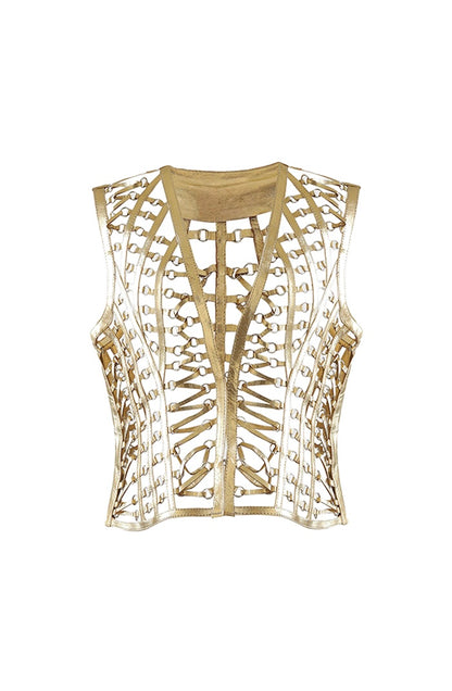 Phoneix Leather Vest Gold