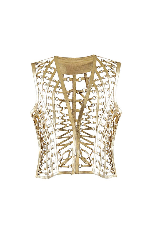 Phoneix Leather Vest Gold