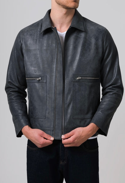 Logan Leather Jacket Washed grey