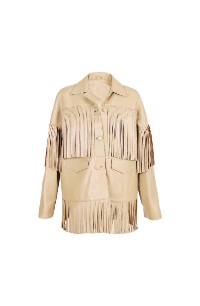 Pyrus Leather Jacket Nude Beige