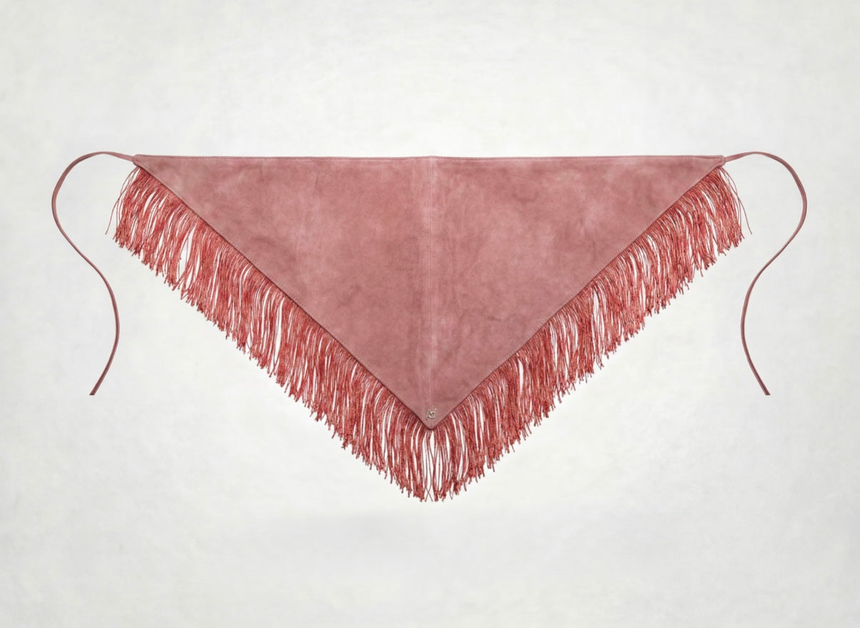 Fringes Suede Bandana Pink