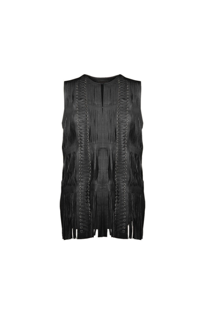 Caniayla Leather Vest Black
