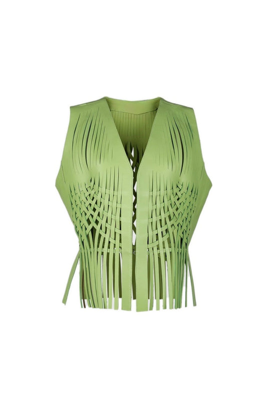 Attalea Leather Vest Lime Green