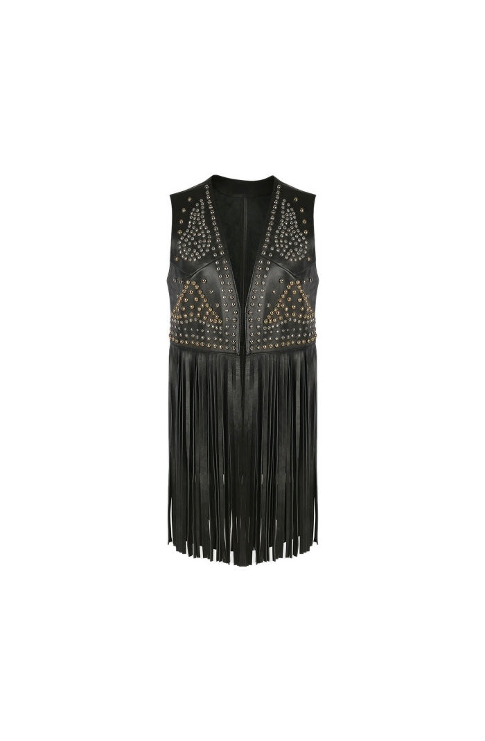 Clair De Lune Leather Vest Black