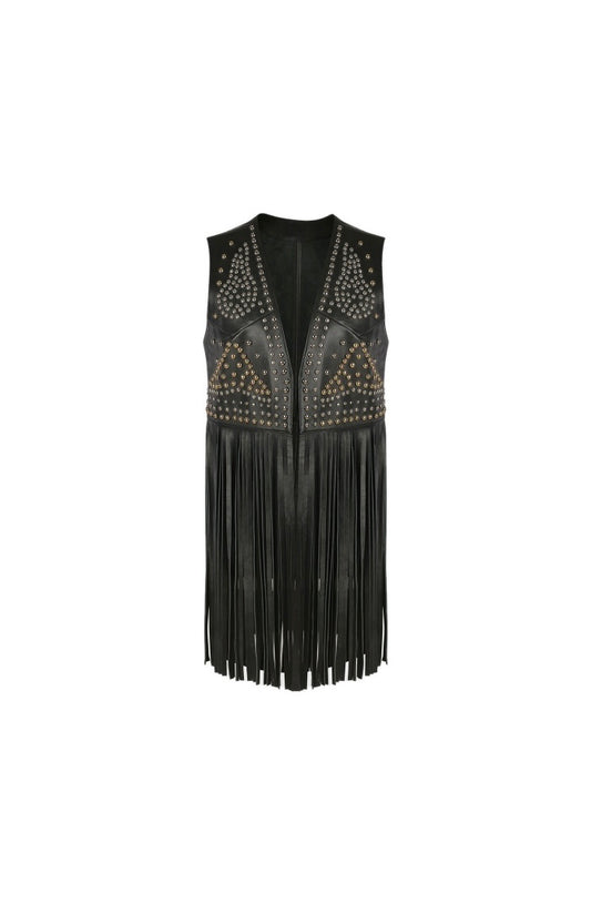 Clair De Lune Leather Vest Black