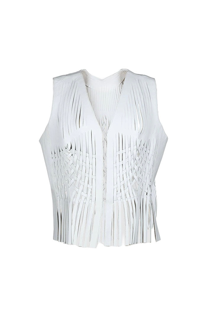Attalea Leather Vest White