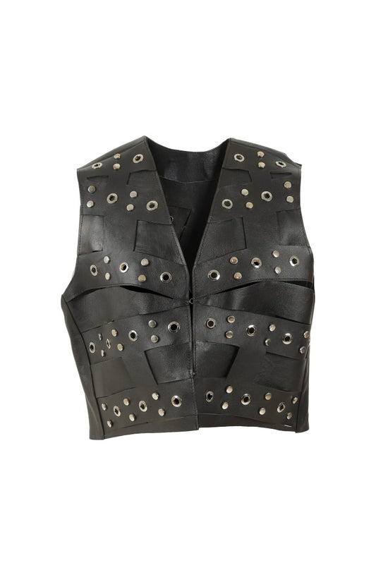 Aiden Studded Leather Vest Black