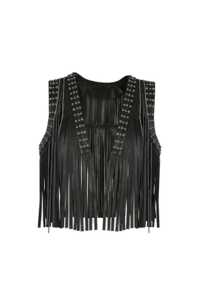 Juniper Leather Vest Black