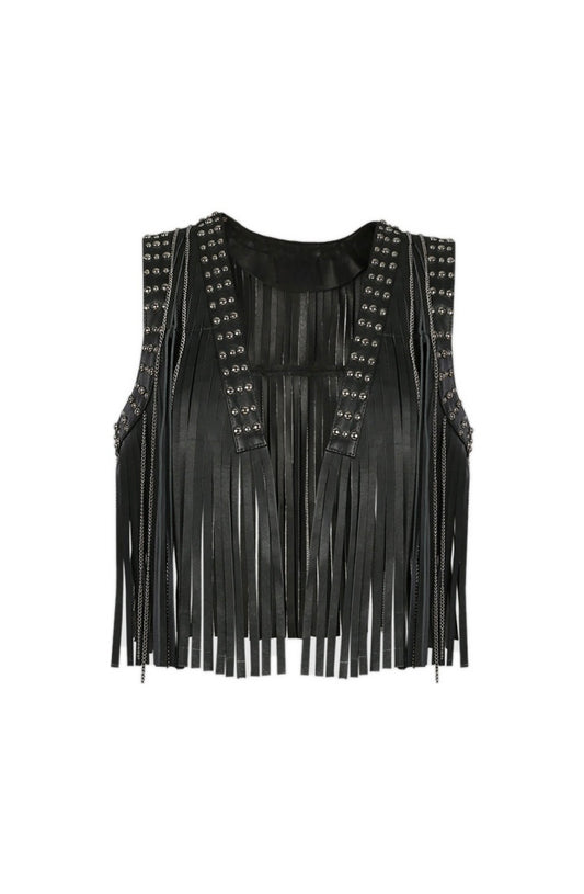 Juniper Leather Vest Black