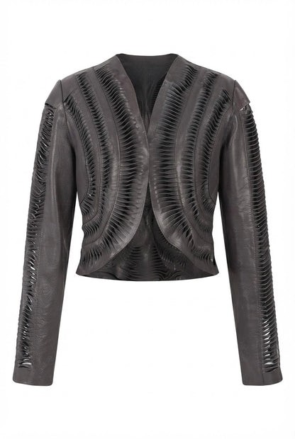 Kiara Leather Jacket Pewter