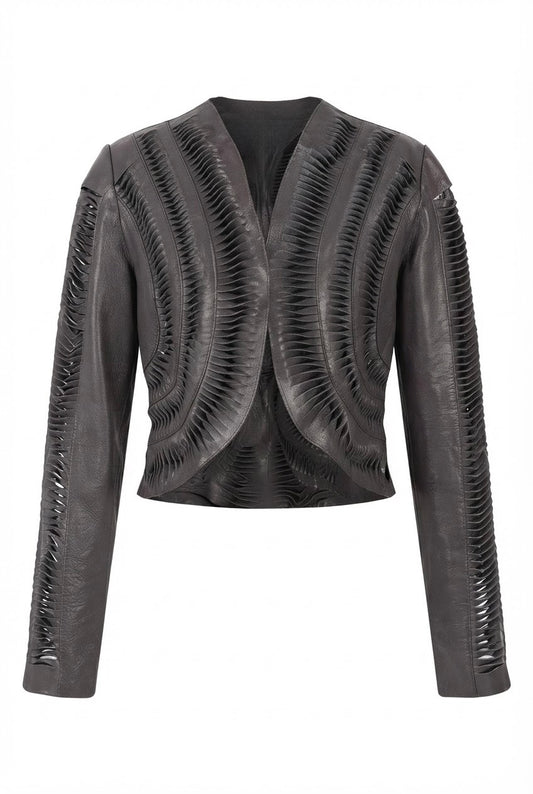 Kiara Leather Jacket Pewter