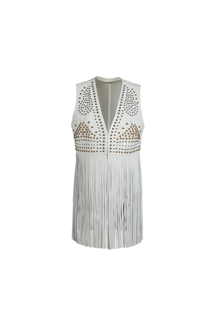 Clair De Lune Leather Vest White