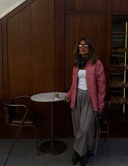 Sienna Leather Jacket Blush Pink