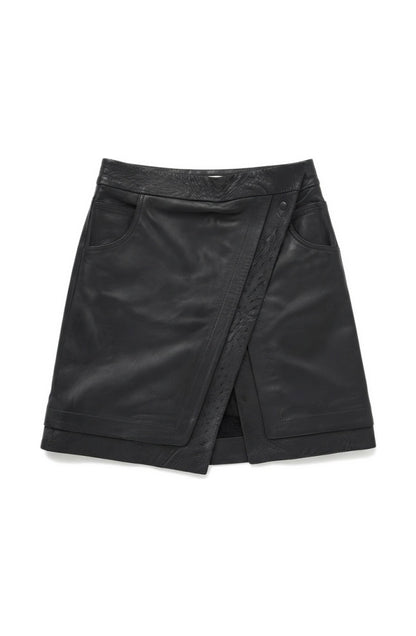 Aspen Leather Skirt Black x Black Ostrich - Limited Edition