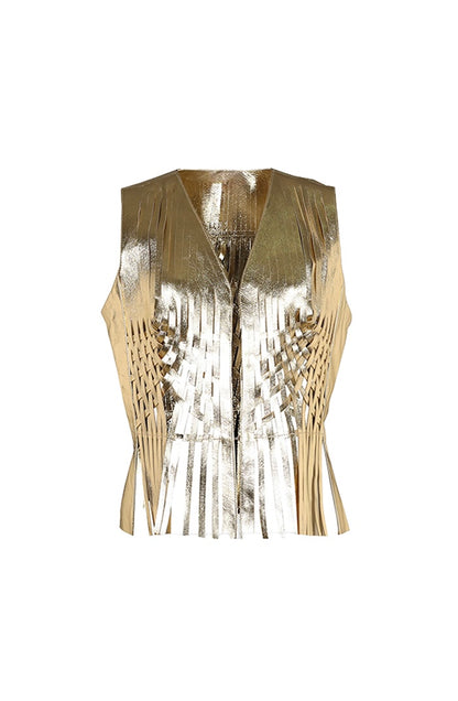 Attalea Leather Vest Gold