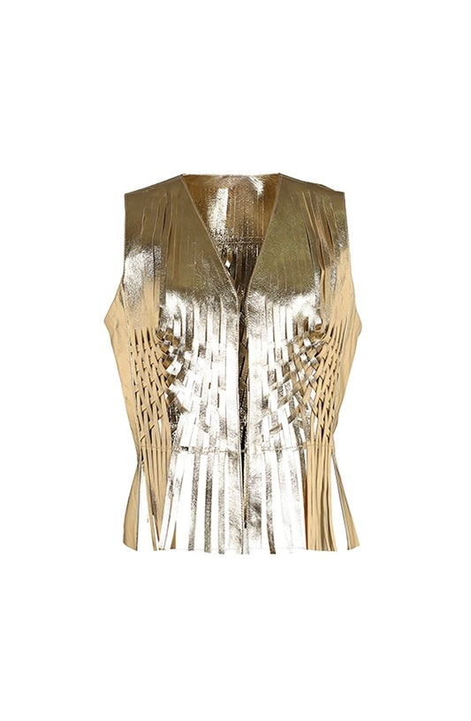 Attalea Leather Vest Gold