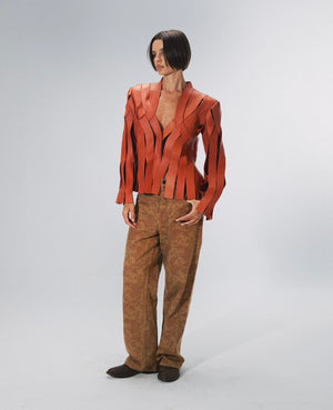 Brianna Leather Jacket Orange
