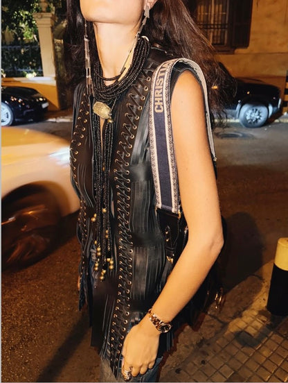 Caniayla Leather Vest Black