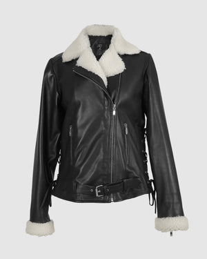 Gaia Shearling Leather Jacket Black